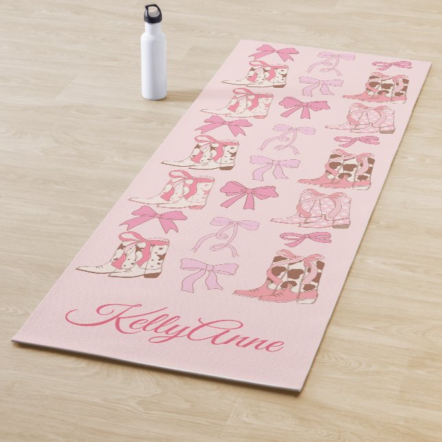 Boots & Bows Girly Western Personalisiert Yoga Mat Yogamatte (Beispiel)