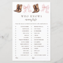 Boots & Bows Wer kennt Mama am besten? Babyparty-S