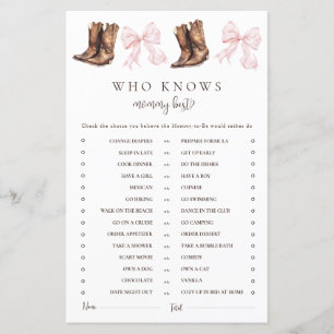Boots & Bows Wer kennt Mama am besten? Babyparty-S