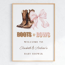 Boots & Bows ZWILLINGS-Baby-Shower-Einladungsplaka
