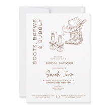 Boots, Brews et Bubbly Fête des mariées Invitation
