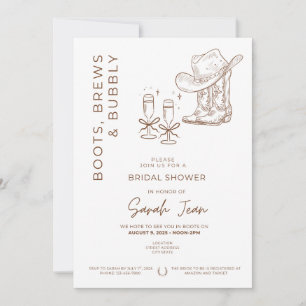 Boots, Brews et Bubbly Fête des mariées Invitation