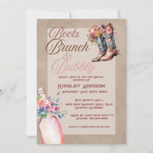 Boots Brunch & Bubbly Bridal Dusche Einladung