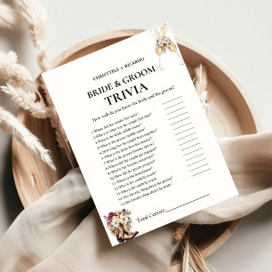 Boots & Bubbly Bride & Groom Trivia Game Card Ankündigung
