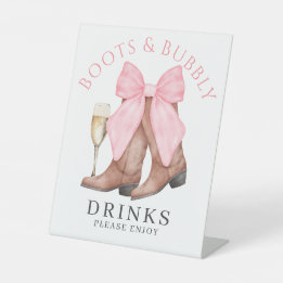Boots Bubbly Western Bridal Shower Drinks Sockelschild