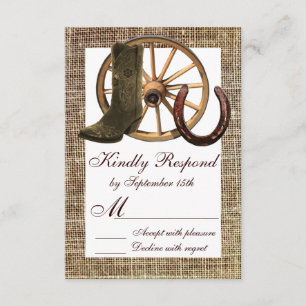 Boots Burlap Cowboy Wagon Wheel Horseshoe RSVP
