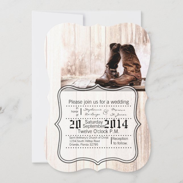 Boots de 5x7 Faire-part de mariage Pays Russe Oues (Devant)