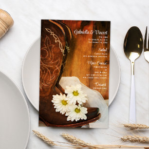 Boots de cowboy blancs Mariages occidentaux Menu