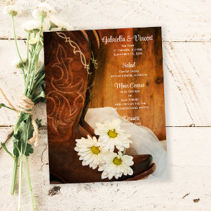 Boots de cowboy blancs Mariages occidentaux Menu