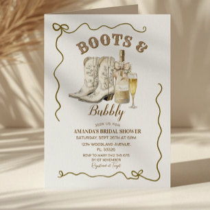 Boots et Bubbly Invitation de la douche nuptiale,