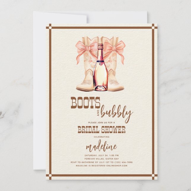 Boots et Bubbly Western Bridal Show Invitation (Devant)
