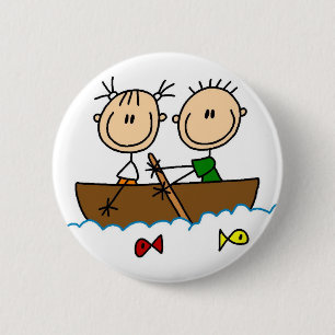 Boots-Fischen-Strichmännchen-Knopf Button