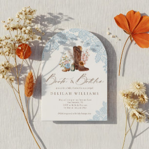 Boots & Flaschen Blue Cowboy Western Babydusche Einladung