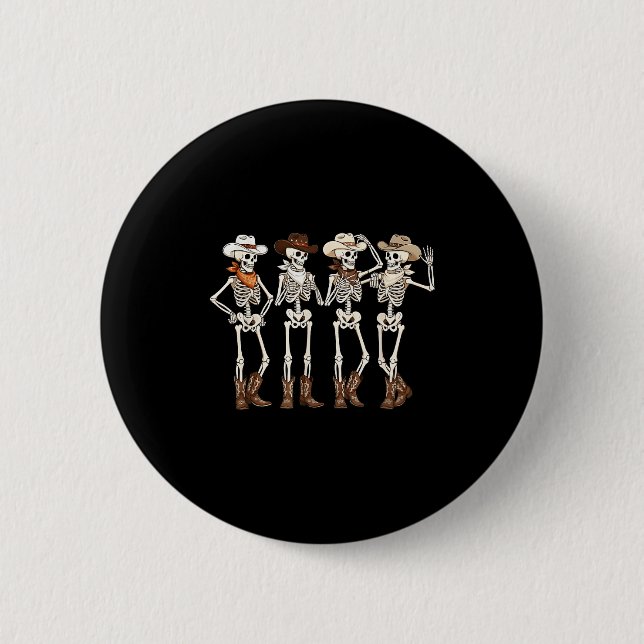 Boots Horse Dancing Skeleton Western Country Rodeo Button (Vorderseite)