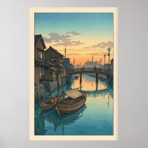 Boots-Kanal-Wandkunst Hasui Kawase Dämmerungsszene Poster