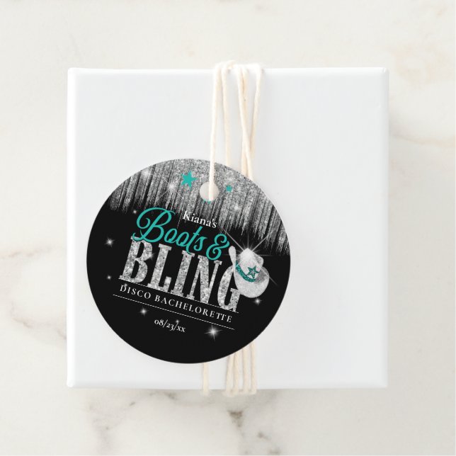 Boots 'n Bling Disco Bachelorette Aquamarin ID925 Geschenkanhänger (Beispiel)