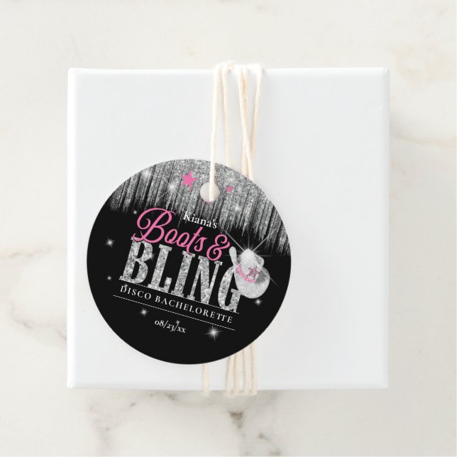 Boots 'n Bling Disco Bachelorette ID925 Geschenkanhänger (Beispiel)