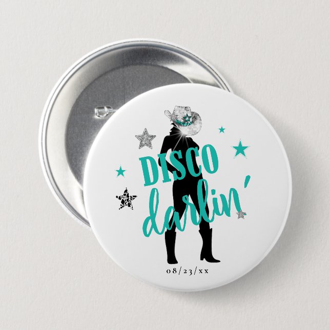 Boots 'n Bling Disco Darlin' Aquamarin ID925 Button (Vorne & Hinten)