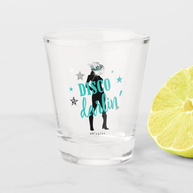 Boots 'n Bling Disco Darlin' Aquamarin ID925 Schnapsglas (Vorderseite)