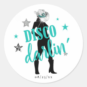 Boots 'n Bling Disco Darlin' Türkis ID925  Runder Aufkleber