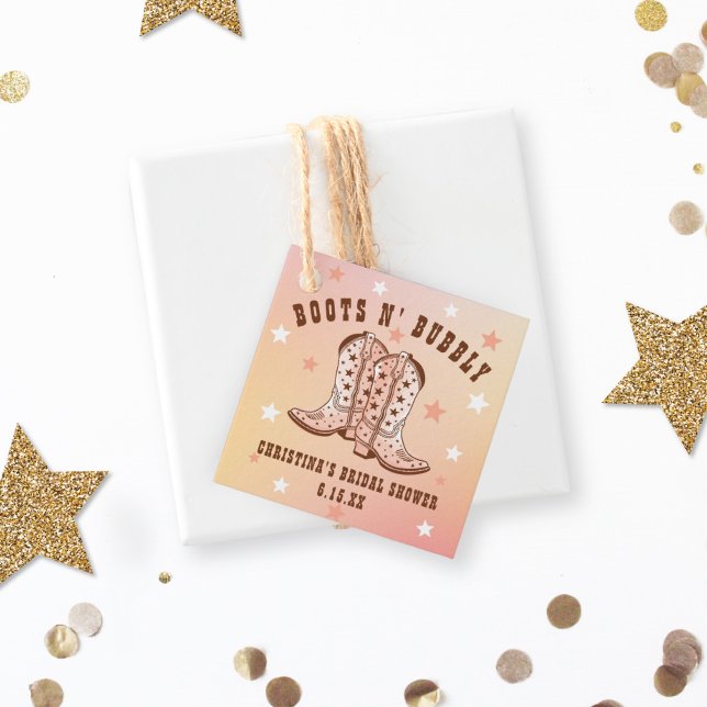 Boots N' Bubbly Cowboy Boots Hübsches Brautparty Geschenkanhänger (Von Creator hochgeladen)