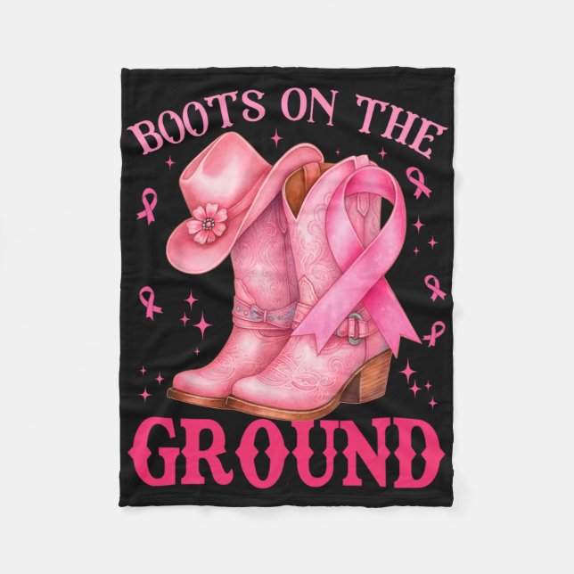 Boots on the Ground Pink Cowgirl Breast Cancer Wom Fleecedecke (Vorderseite)