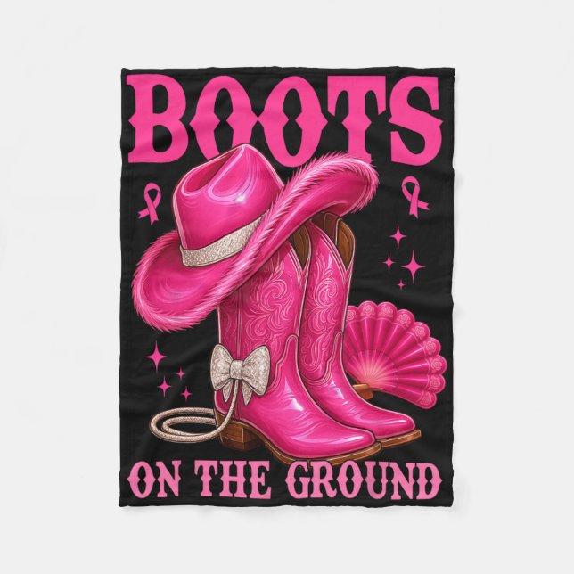 Boots on the Ground Pink Cowgirl Brustkrebs Wes Fleecedecke (Vorderseite)