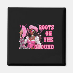 Boots on the Ground Pink Cowgirl Brustkrebs Wes Magnet