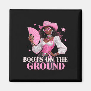 Boots on the Ground Pink Cowgirl Brustkrebs Wes Magnet