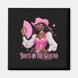 Boots on the Ground Pink Cowgirl Brustkrebs Wes Magnet