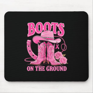 Boots on the Ground Pink Cowgirl Brustkrebs Wes Mousepad