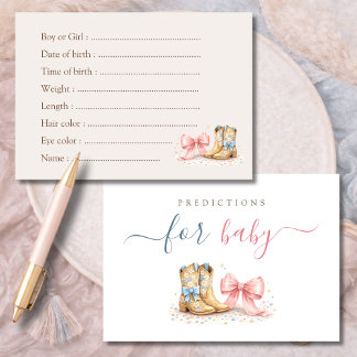 Boots Or Bows Gender Reveal Baby Predictions Dankeskarte