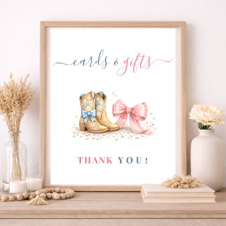 Boots Or Bows Gender Reveal Cards and Gifts Poster