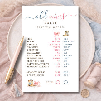 Boots Or Bows Old Wives Tales Gender Reveal Game