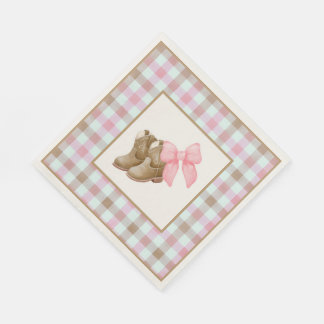 Boots or Bows Theme Gender Reveal Paper Napkins Serviette