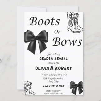 Boots ou Bows Genre Révéler Invitation