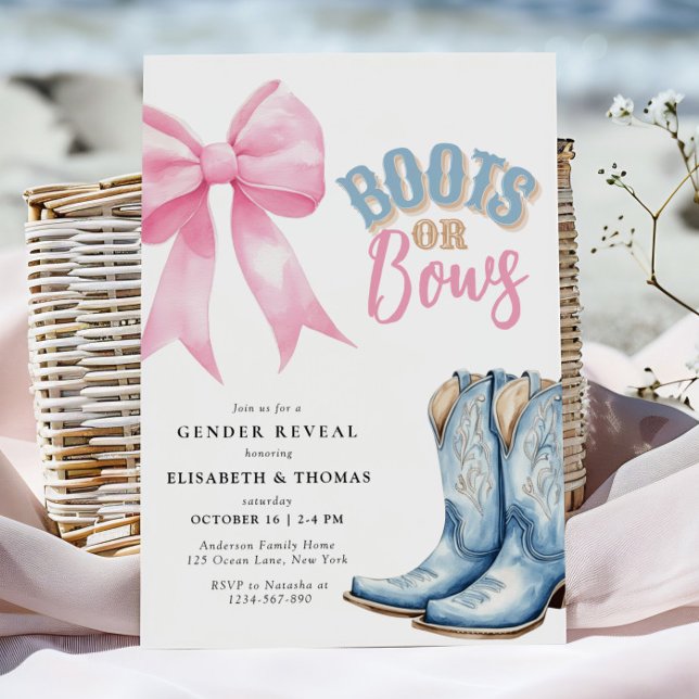 Boots ou Bows Genre Révéler Invitation (Créateur téléchargé)