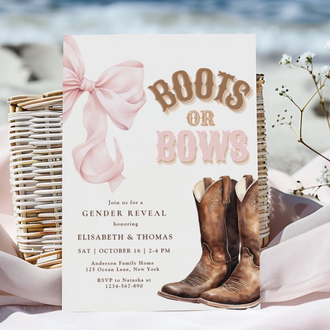 Boots ou Bows Genre Révéler Invitation (Créateur téléchargé)