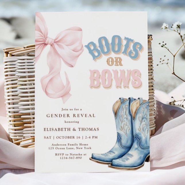Boots ou Bows Genre Révéler Invitation (Créateur téléchargé)