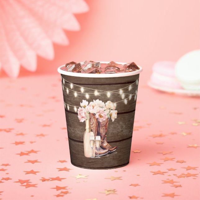 Boots Rustic Cowgirl BRAUTPARTY Vielen Dank Pappbecher (Insitu)