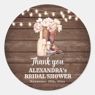 Boots Rustic Cowgirl HOCHZEITSVORFEIER DANKE Runder Aufkleber