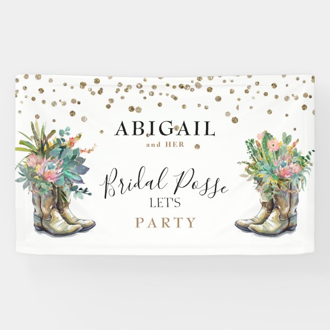 Boots rustiques Cactus Bannière Bachelorette (Horizontal)