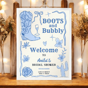 Boots und Bubbly Western Brautparty Willkommen Poster