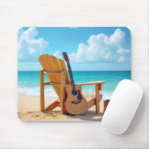 Boots und Gitarre am Strand Mousepad