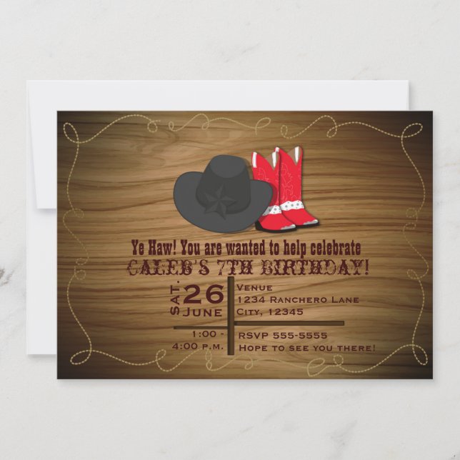 Boots Wild Western Country Rope & Invitation Casqu (Devant)