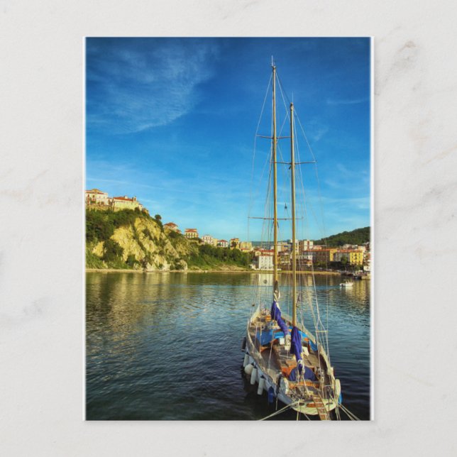 Bootsanflug an der Küste | Agropoli Postkarte (Vorderseite)