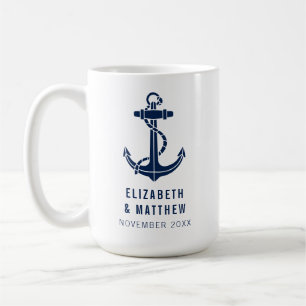 Bootsanker Navy Blau Strandhochzeit Benutzerdefini Kaffeetasse