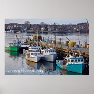 Bootsanlegestelle für die Nacht in Portsmouth, NH Poster