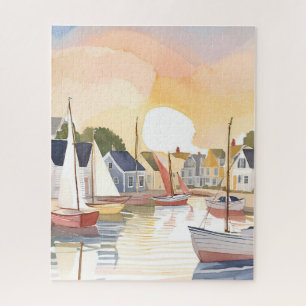 Bootsbucht   Wasserfarbenmalerei der Küstenozeane