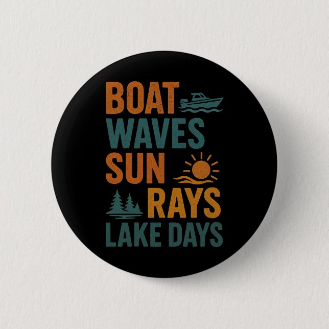 Bootschaft Sonnenstrahlen Seewellen Sommertage Ret Button (Vorderseite)